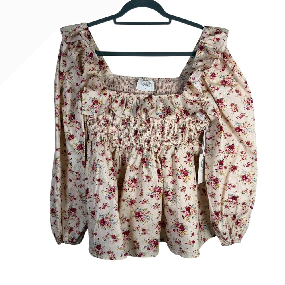 NWT Tuckernuck Hyacinth House Smocked Floral Addison Blouse Size Medium